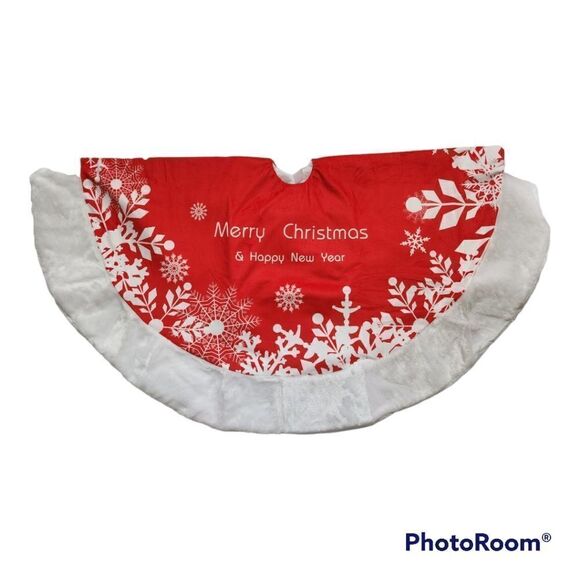  Red & White Christmas Tree Skirt - Picture 1 of 6